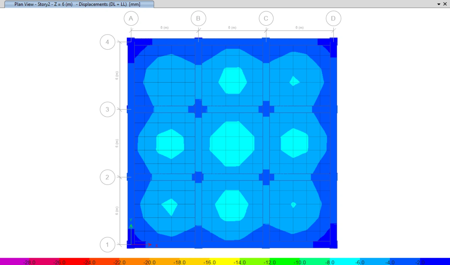 Story 2 Slab Deflection Plan View