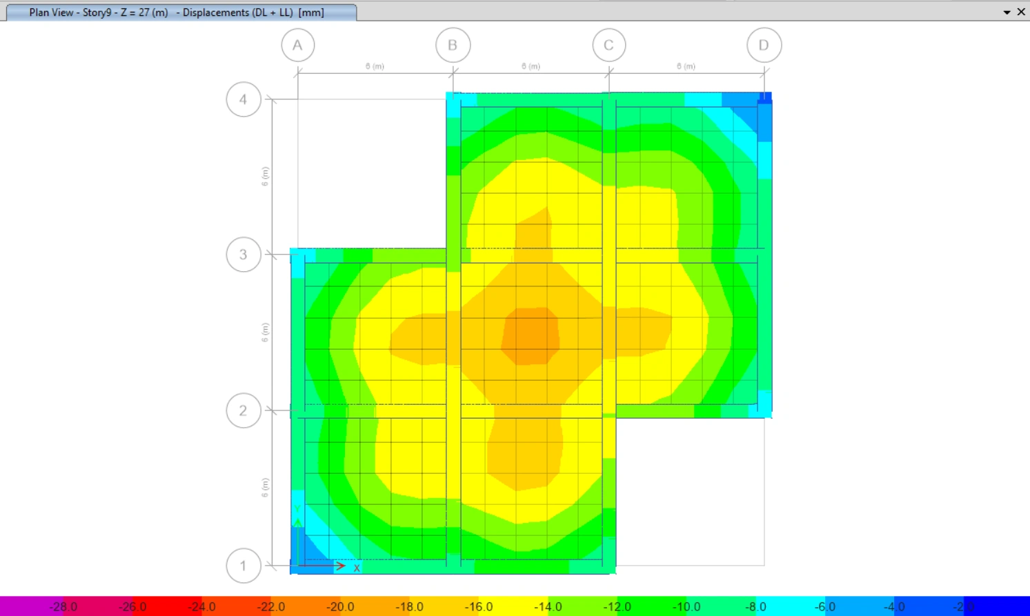 Story 2 Slab Deflection Plan View