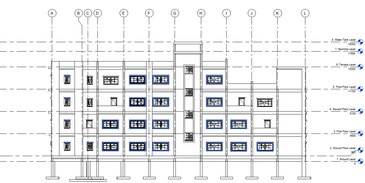 Boy's hostel front elevation