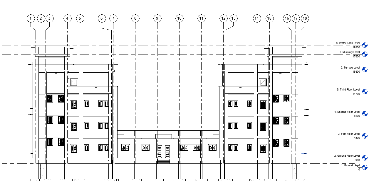 Boy's hostel side elevation
