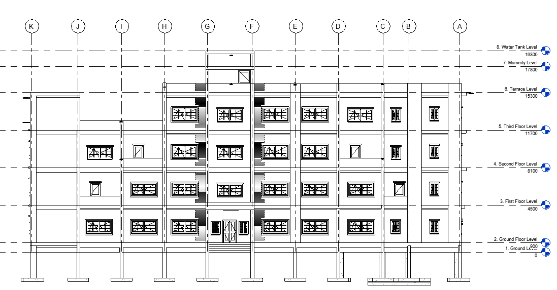 Girl's hostel front elevation