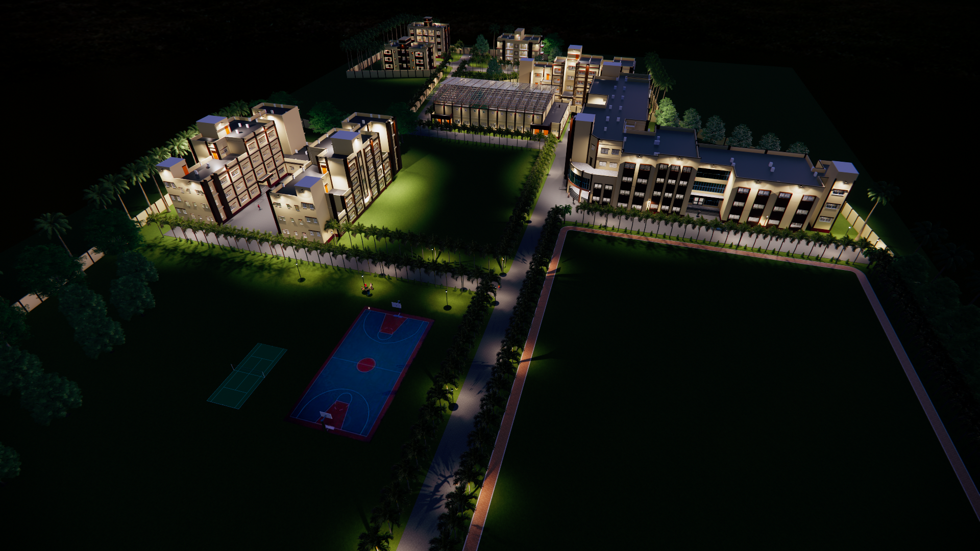 3D view of college campus