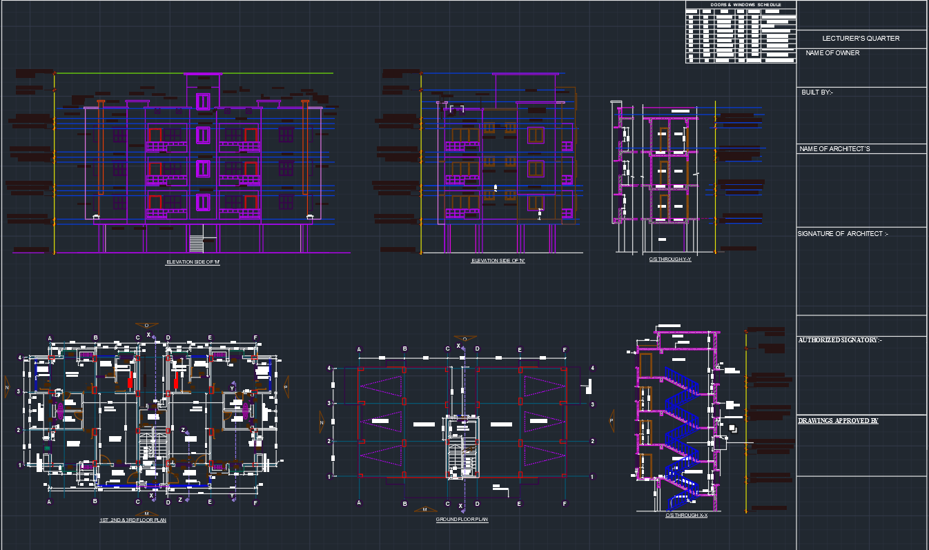 G+3 Residential Apartment Drawing